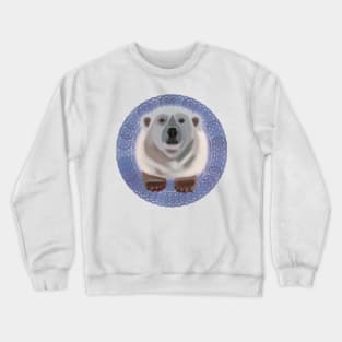 Polar Bear on blue circular pattern Crewneck Sweatshirt